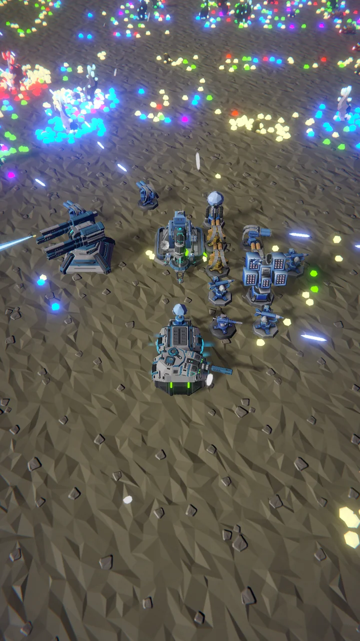 The rover and its deployed headquarters fighting together in a Roverhold level